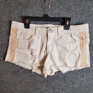 Mossimo Womens Denim Low Rise Short Short White Distressed Jean Shorts Size 11